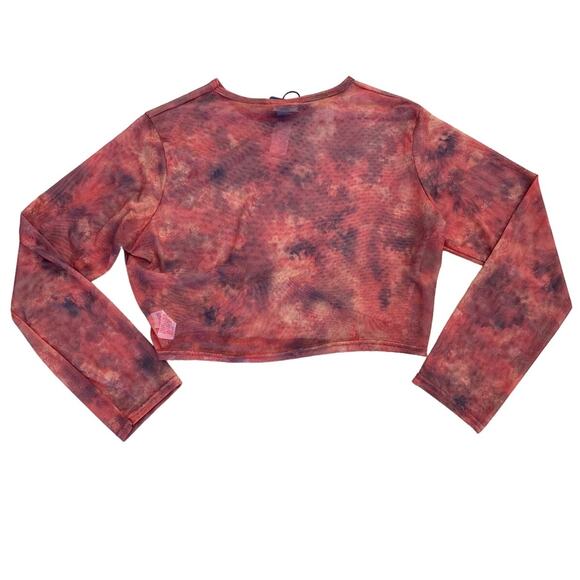 PrettyLittleThing Plus - Contrast Stitch Mesh Underbust Top in Orange - Picture 3 of 4